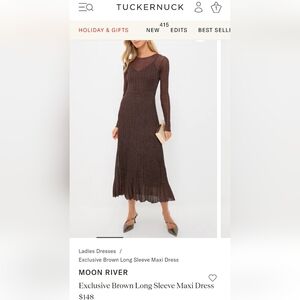 Moon River Exclusive Brown Long Sleeve Maxi Dress Size Large NWOT